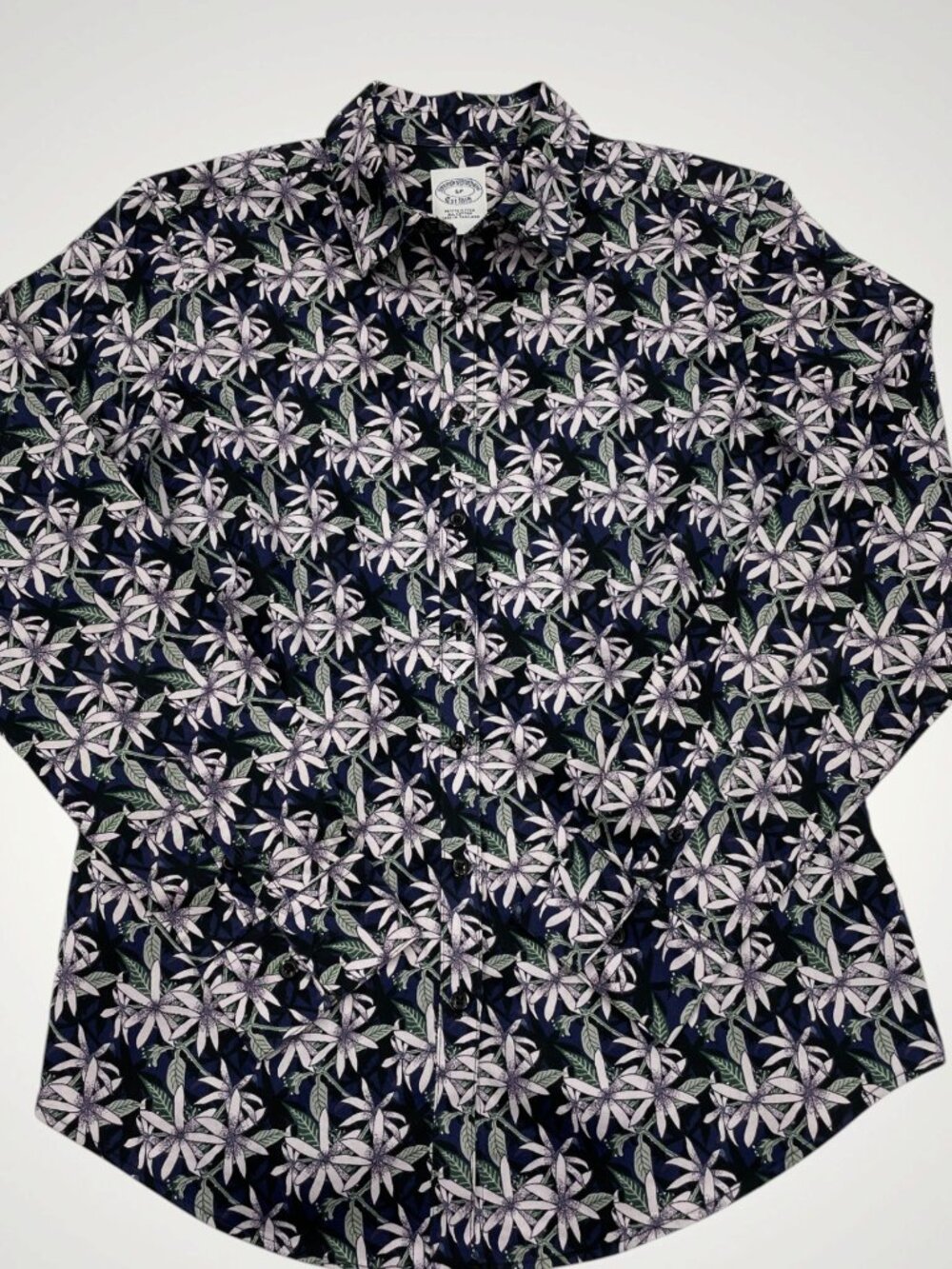 BROOKS BROTHERS Button Shirt Top Fitted Floral Tropical Print Womens 6P 6 Petite